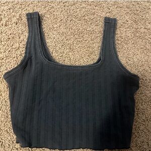 Aerie Black Ribbed Crop Top